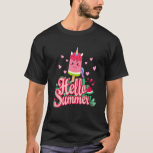 Camiseta Alô, Férias de Verão, Sorvete de Unicórnio, Picolé