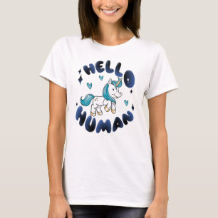 Camiseta Alô humano Adorável Unicorn