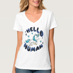 Camiseta Alô humano Adorável Unicorn
