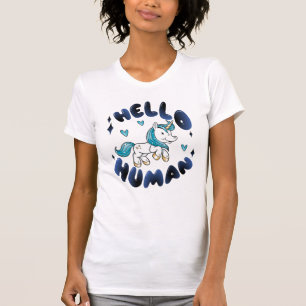 Camiseta Alô humano Adorável Unicorn