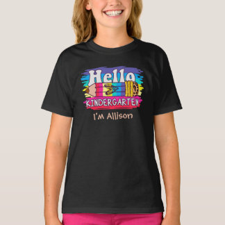 Camiseta Alô, jardim de infância, primeiro dia de volta à e