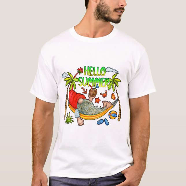 Camiseta Alô masculino no verão (Frente)