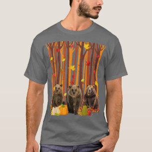 Camiseta Alô Outono Urso Mapeado Folha Folha Queda Mens Pum