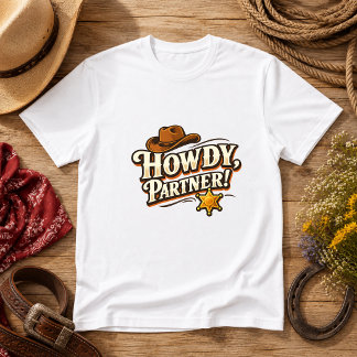 Camiseta Alô, Parceiro! Citação de humor western 