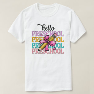 Camiseta Alô, Pêncil de Professores Coloridos da Pré-escola