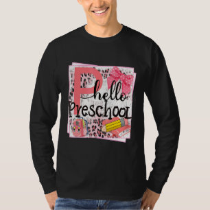 Camiseta Alô - Pêncil Leopard Da Prima Pré-Escolar De Volta