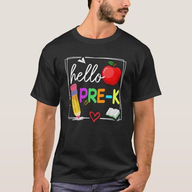 Camiseta Alô Pré-K Equipe Pré-Escolar De Volta Para Profess (Frente)