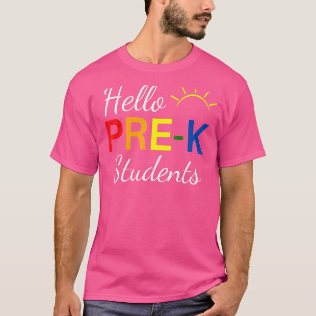 Camiseta Alô Pré-K Estudantes De Volta À Professora Sunshi (Frente)