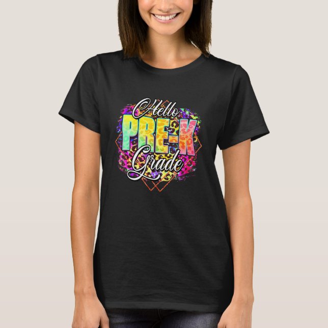 Camiseta Alô Pré K Voltar Para Professores Alunos Primeiro (Frente)