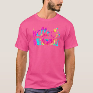 Camiseta Alô Preschool Tie Dye Professora De Volta Ao Sc