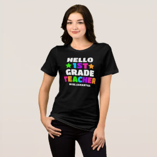 Camiseta Alô Primeiro Professor Nome De Volta À Escola