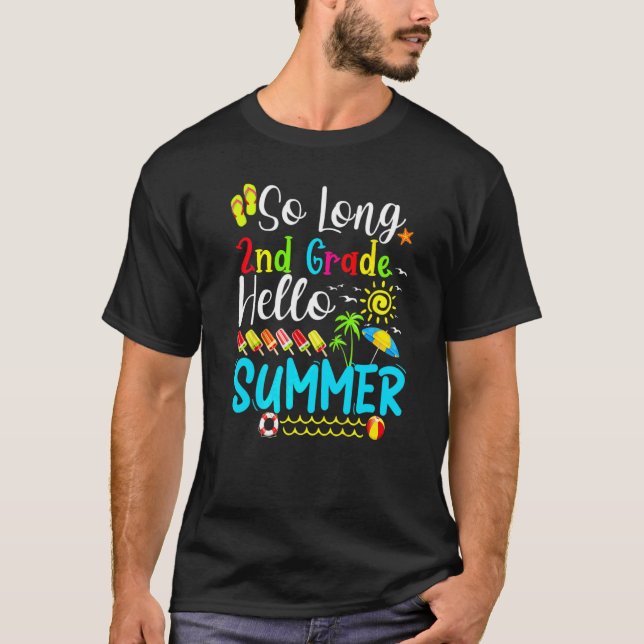 Camiseta Alô, professor de verão, estudante de segundo long (Frente)