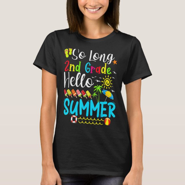 Camiseta Alô, professor de verão, estudante de segundo long (Frente)