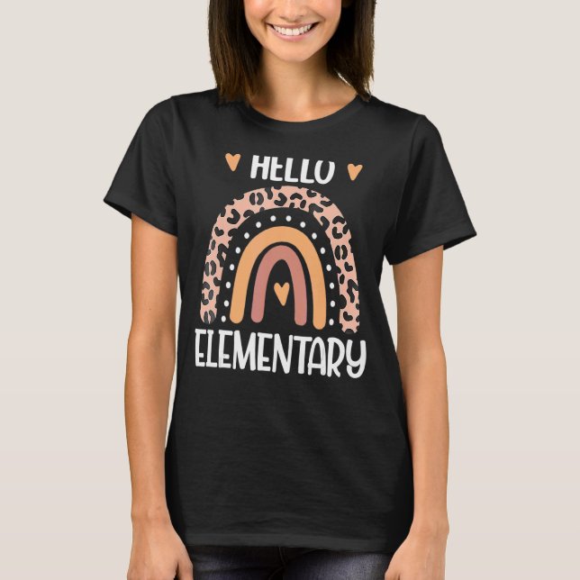 Camiseta Alô Professores Elementares Do Arco-Íris Crianças  (Frente)