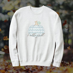 Camiseta Alô - Queda - Pumpkin branco + azul do Chevron Aut
