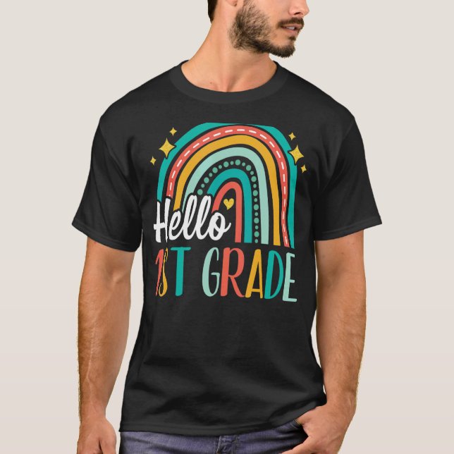 Camiseta Alô, Rainbow Grau de 1rua para Professores Meninas (Frente)