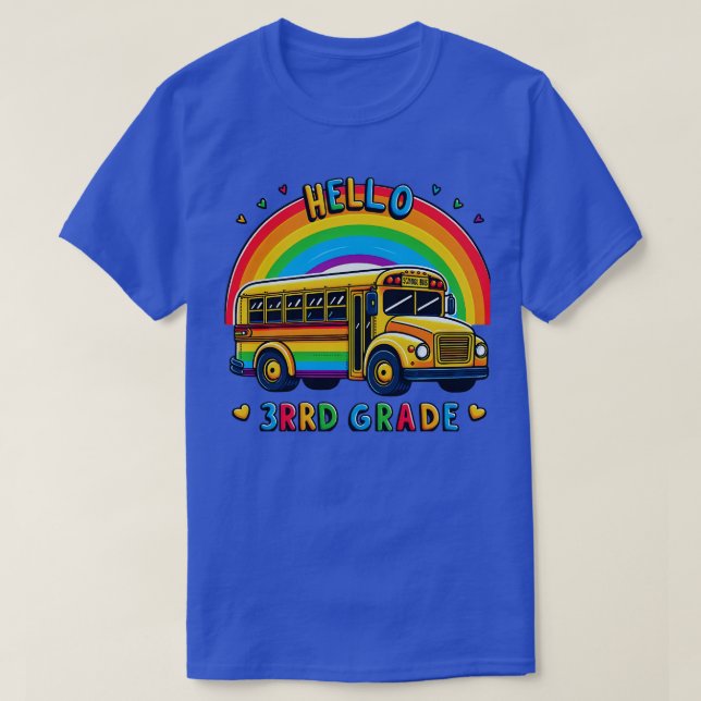 Camiseta Alô Rainbow Leopardo De Volta À Escola Fir (Frente do Design)