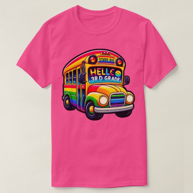 Camiseta Alô Rainbow Leopardo De Volta À Escola Fir (Frente do Design)