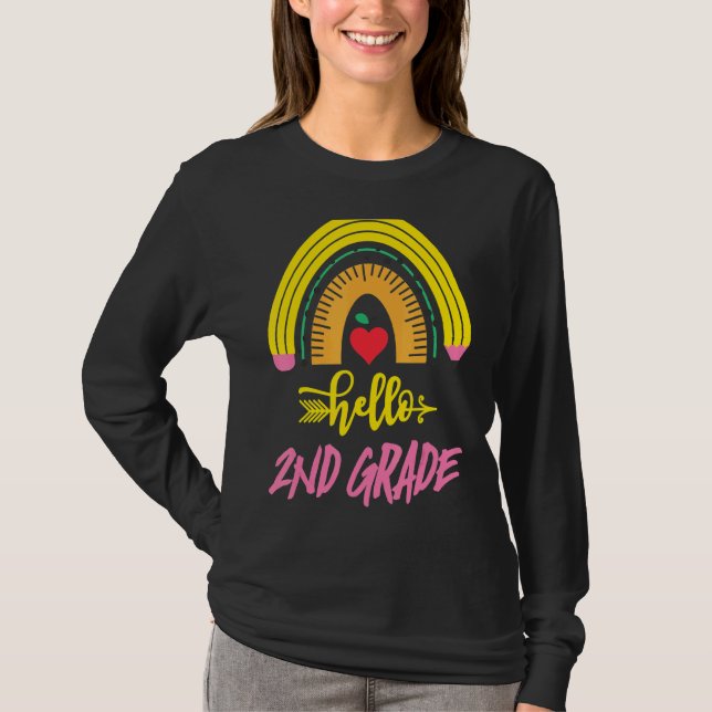 Camiseta Alô segundo Professor Lápis Ruler Arco-Íris (Frente)