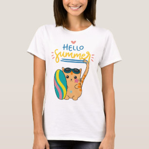 Camiseta "Alô Summer Cat Surfer"