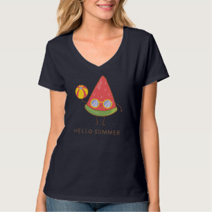 Camiseta Alô Summer Cute Watermelon Óculos de sol Vacinação