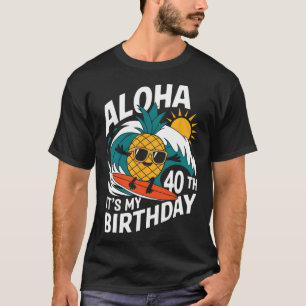 Camiseta Aloha 40º Aniversário Havaí Abacaxi Surfe Tropical