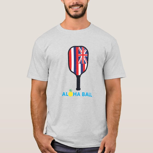 Camiseta Aloha Ball Hawaii Flag Pickleball Paddle básico (Frente)