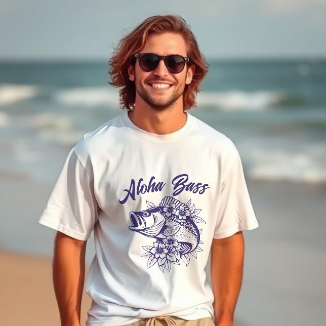 Camiseta Aloha Bass Hawaiian Fish Style (Aloha Bass Hawaiian Fisherman core style trend tropical islander mens t shirt)