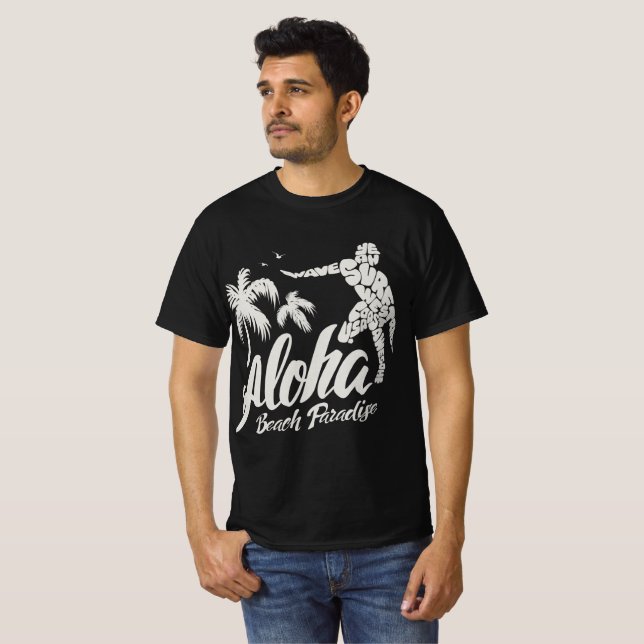 Camiseta Aloha Beach Paradise Surf & Palm Vibes (Frente Completa)