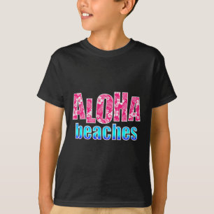 Camiseta Aloha Beaches Hibiscus Flor Havaiana Rosa