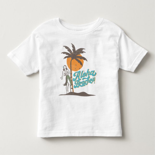 Camiseta Aloha Beaches Hula Girl Hawaii Retro (Frente)