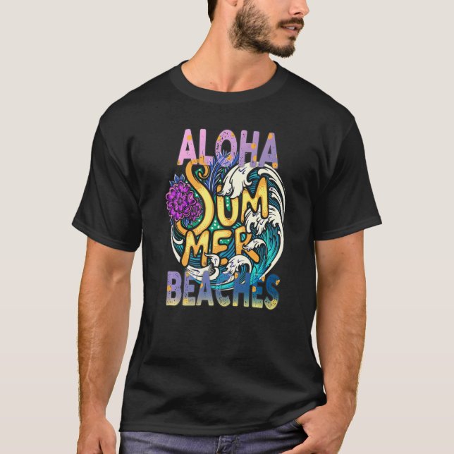 Camiseta Aloha Beaches Ilha Tropical Havaiana de Verão, Vac (Frente)