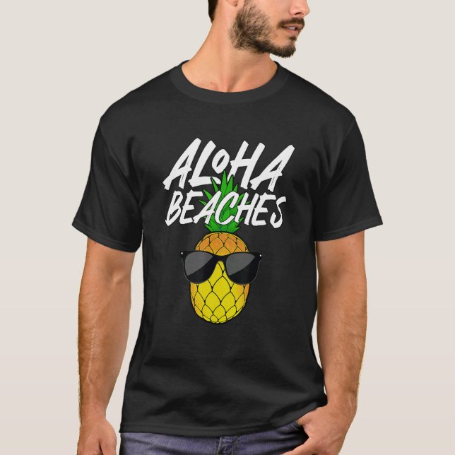Camiseta Aloha Beija Designs Para Homens Abacaxi Hawa (Frente)