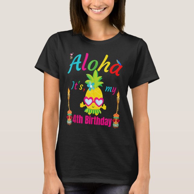 Camiseta Aloha É a minha 4.ª Aniversário Havaí, 4 anos, gar (Frente)