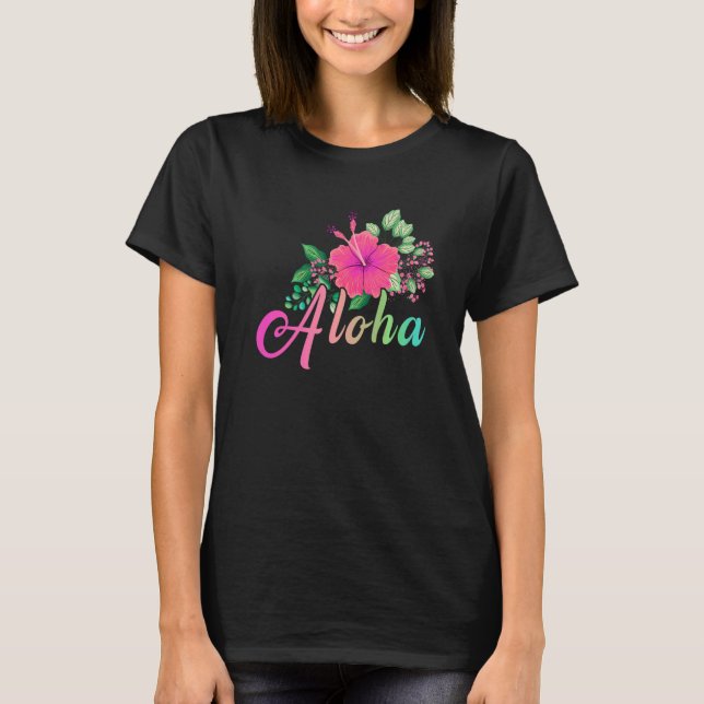 Camiseta Aloha Flower Hawaii Havaii - Surf da Ilha Havaiana (Frente)