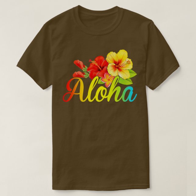 Camiseta Aloha Flowers Hawaiian Funny Hawaii Beach Luau Par (Frente do Design)