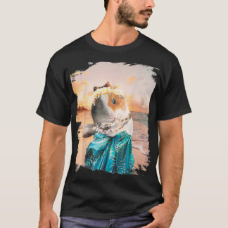 Camiseta Aloha Guiné Pig Na Praia Havaiana