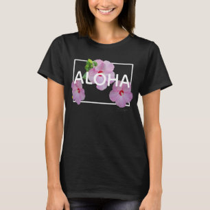Camiseta Aloha Havaí 3 Hibisco Rosa Floral Tropical