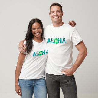 Camiseta Aloha Havaí Batik Hibiscus Ilhas Tropicais Verdes