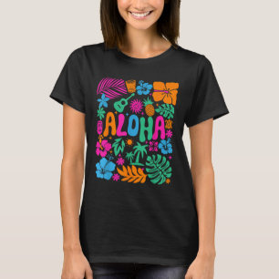 Camiseta Aloha Havaí Boho Retro Shaka Hibiscus Férias Tr