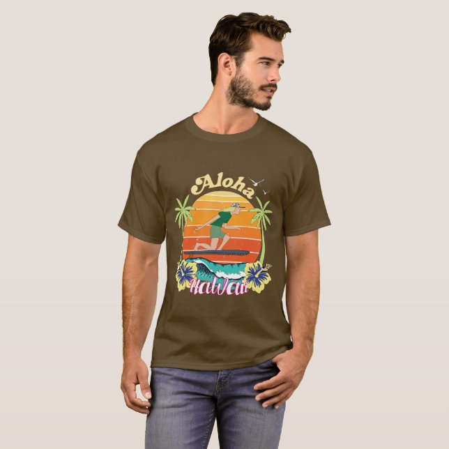 Camiseta Aloha havaí com flores de hibisco (Frente Completa)