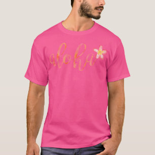 Camiseta Aloha Havaí Plumeria Aquarela Floral