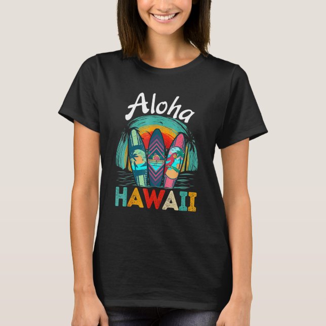 Camiseta Aloha Havaiana Surfer Retro Summer Sunse (Frente)