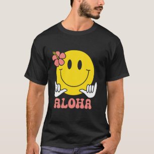 Camiseta Aloha Havaiano Sorriso Fofo Face Shaka Hibiscus Cr