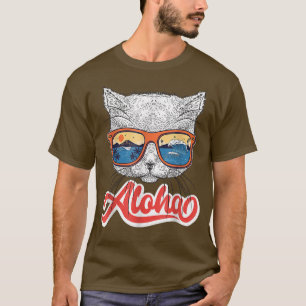 Camiseta Aloha Hawaiai Cat Sunglass Engraçados Gatinhos Eng