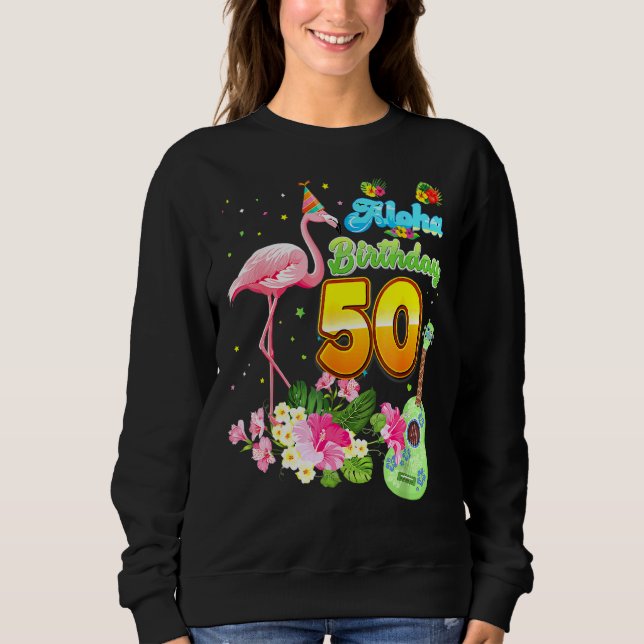 Camiseta Aloha Hawaii 50º aniversário 50 anos Flamingo H (Frente)