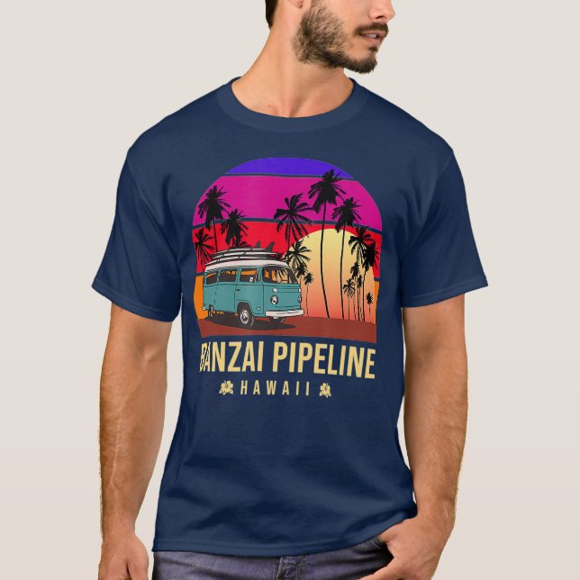 Camiseta Aloha Hawaii Banzai Pipeline Surf Van Vintage (Frente)