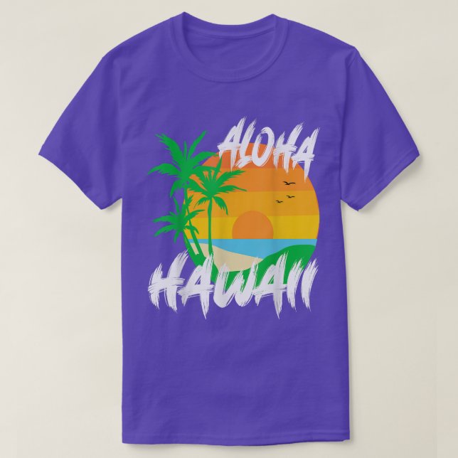 Camiseta Aloha Hawaii combinando roupas havaianas para a fa (Frente do Design)