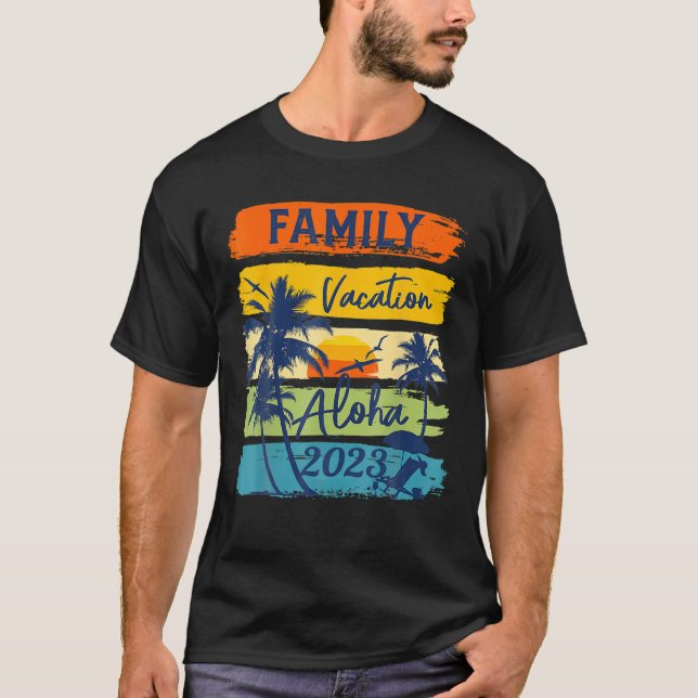 Camiseta Aloha Hawaii Havaiana Vacation 2023 Matching Famil (Frente)
