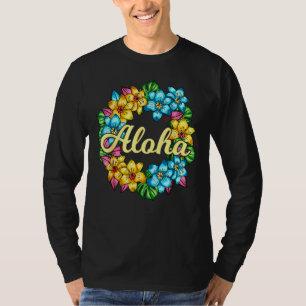 Camiseta Aloha Hawaii Havaiano Lei Flor Luau Par Havaiano